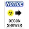 Signmission OSHA Notice, 5" Height, Decon Shower Right Arrow Sign With Symbol, 5" X 3.5", Portrait OS-NS-D-35-V-10955 - alternate 1